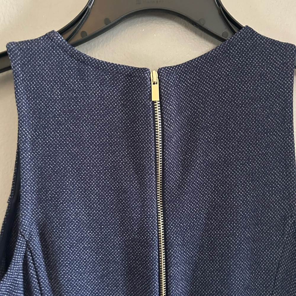 Ann Taylor Dress - navy textured sleeveless w/asymmetrical hem - Picture 7 of 10